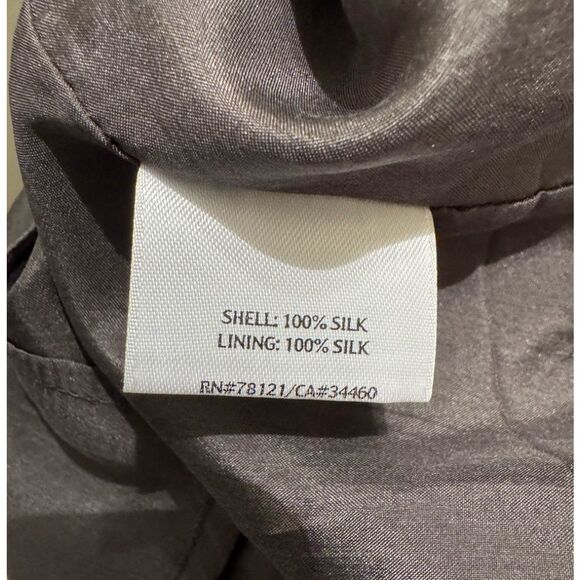 EILEEN FISHER Sz S Charcoal Gray 100% Silk Habutai Floating Squares Beads Dress - Picture 6 of 7